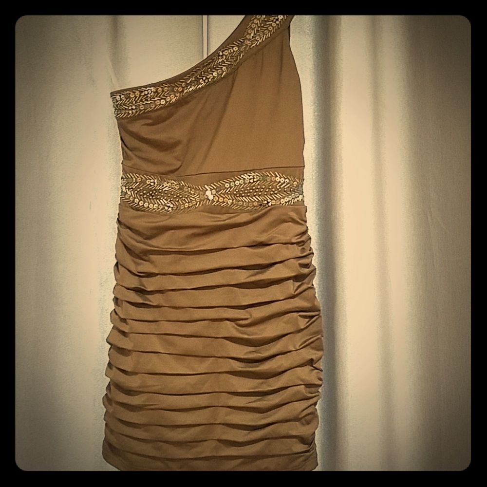 NWOT Beaded oneshoulder dress